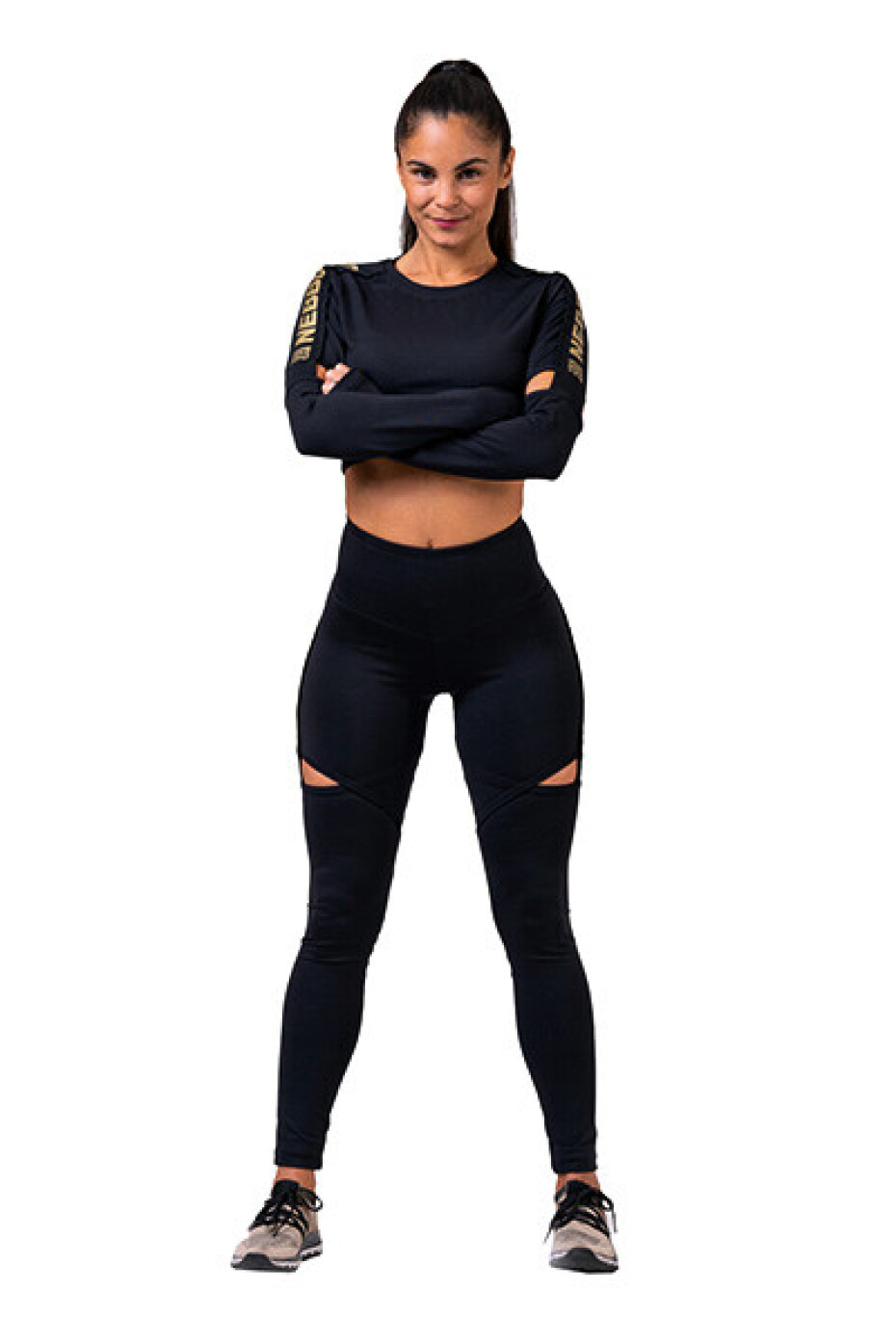 Nebbia Honey Bunny crop top s dlouhým rukávem 821 black - main (0)