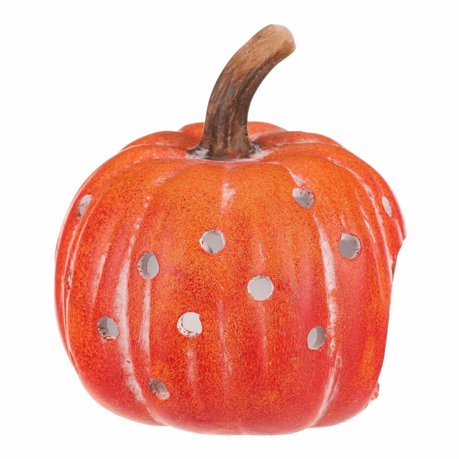 Svícen Dýně s otvory oranžová, keramika, pr. 14 cm - main (2)
