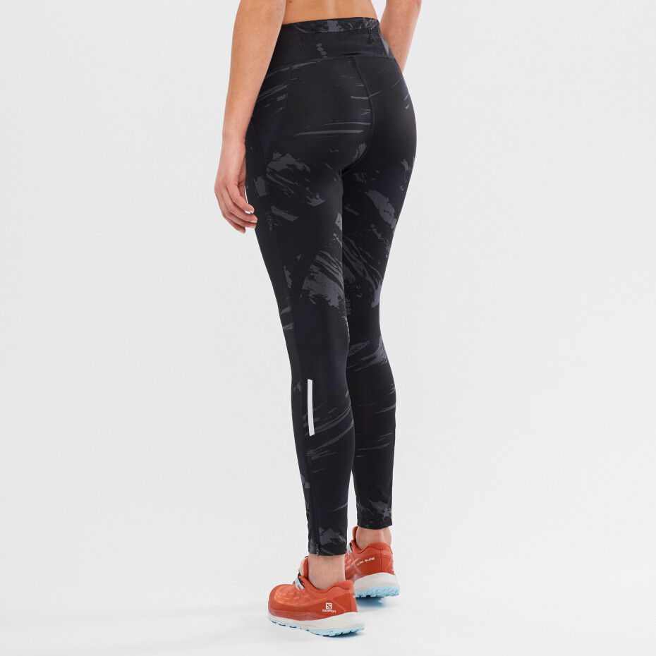Dámské legíny Salomon  Agile Long Tight Black/AO XS - main (1)