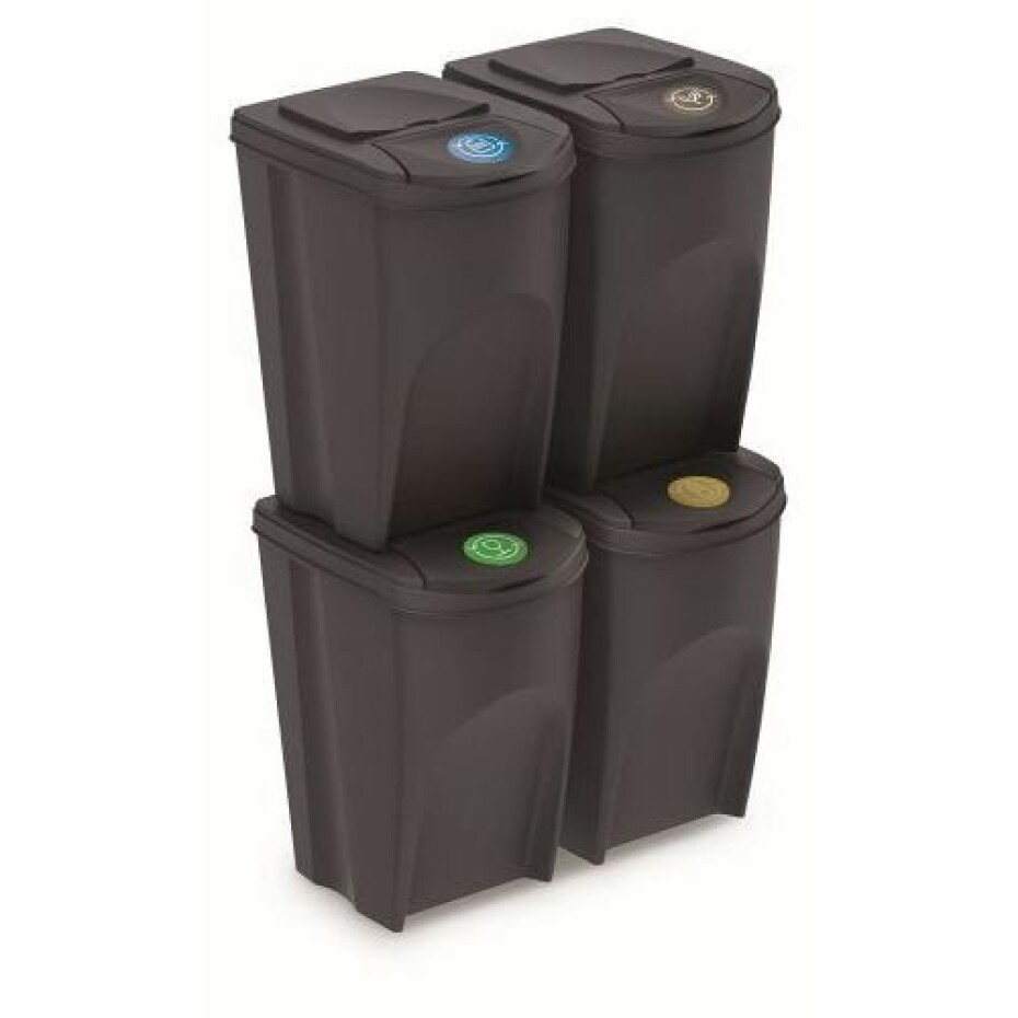 Koš na tříděný odpad Sortibox 35 l, 4 ks, šedá - main (0)