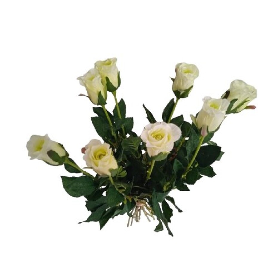 Umělá květina poupě Růže bílá, 64 cm, 9 ks - main (1)