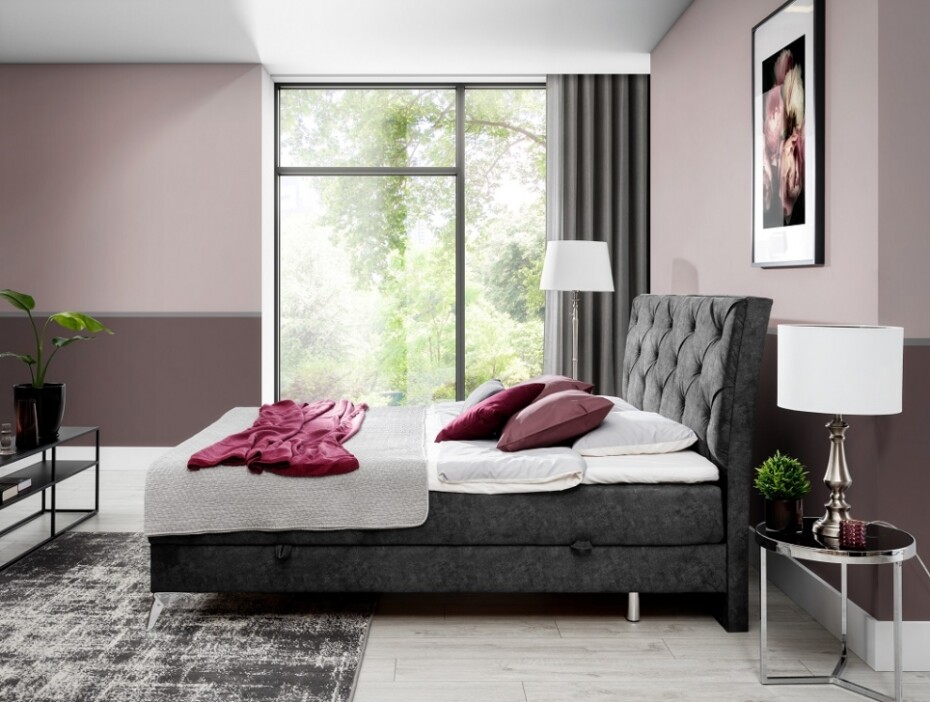 Artelta Manželská postel ADEL Boxspring | 180 x 200 cm Barva: Monolith 09 - main (9)