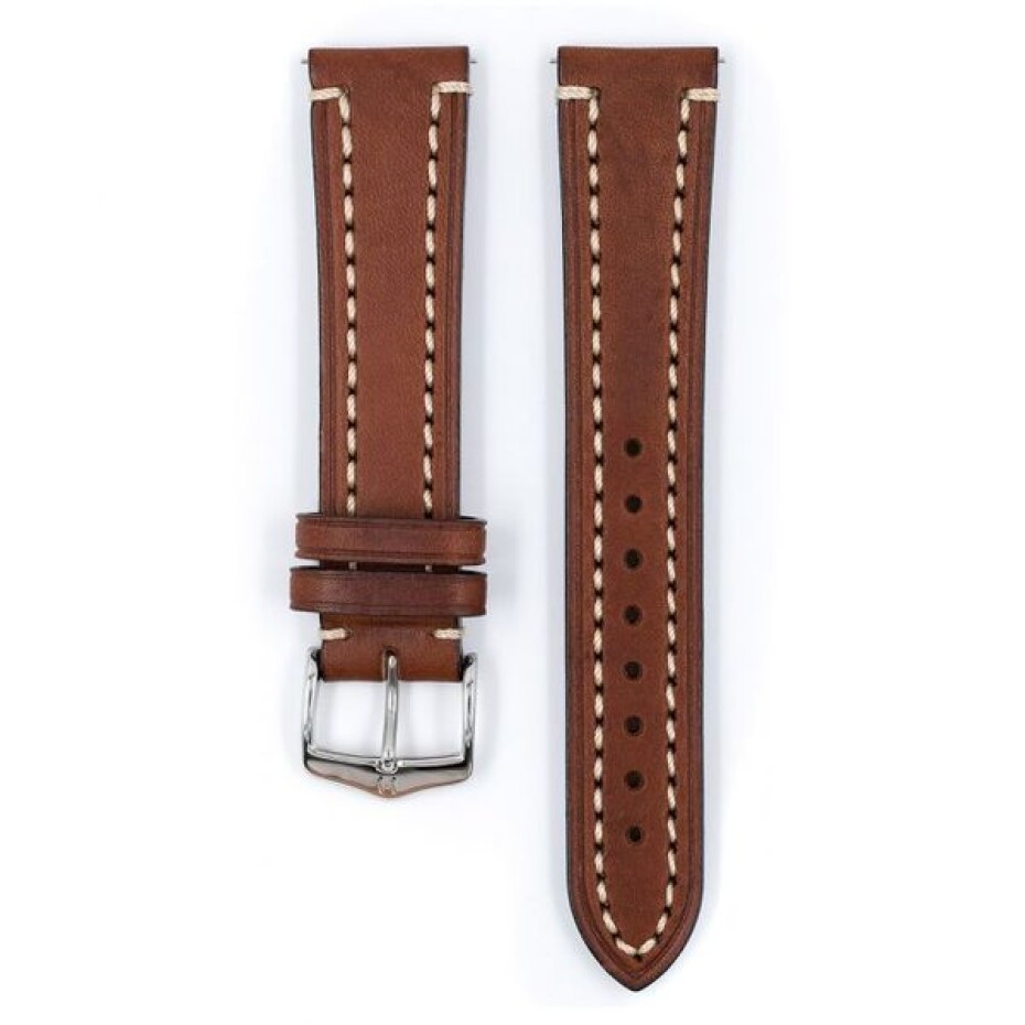 Řemínek Hirsch Liberty - hnědý - 24 mm - L – Standardní délka (doporučujeme) - 22 mm - Stříbrná - main (1)