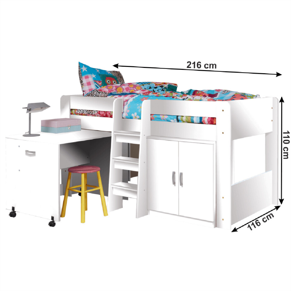 ArtFMbra Dětská patrová postel se stolkem FUNNY | dub sonoma 90 x 200 cm - main (17)