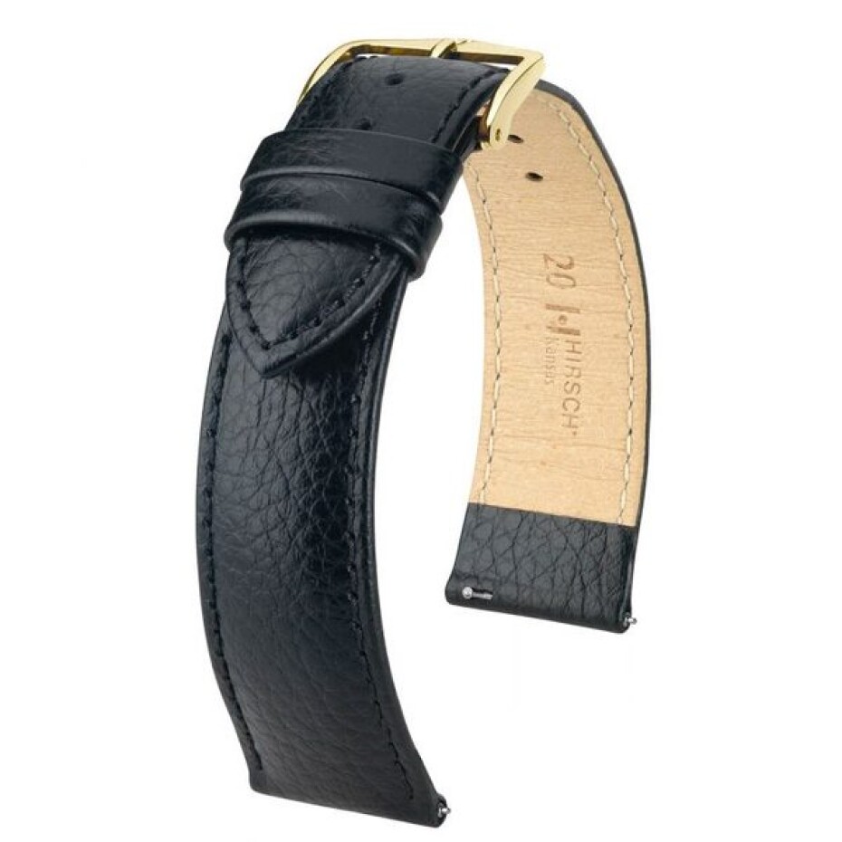 Řemínek Hirsch Duke - černý - 24 mm - XL - Prodloužená délka - 22 mm - Stříbrná - main (1)