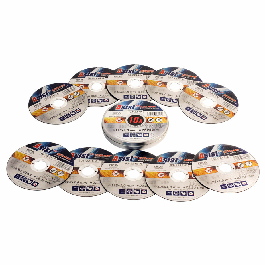 Asist 03-2215 sada řezných kotoučů ocel/INOX, 10 ks, 125 x 1 mm - main (1)