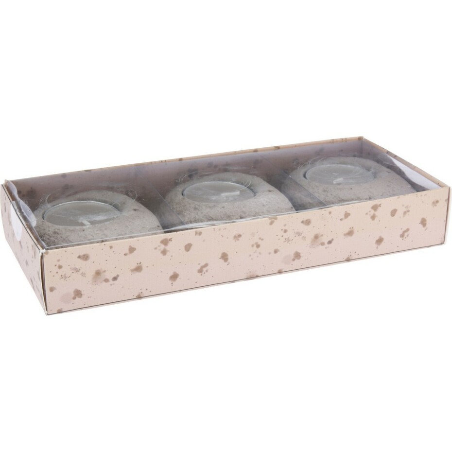 Sada betonových svícnů Stone hnědá, 8,5 x 3,5 x 7 cm, 3 ks - main (1)