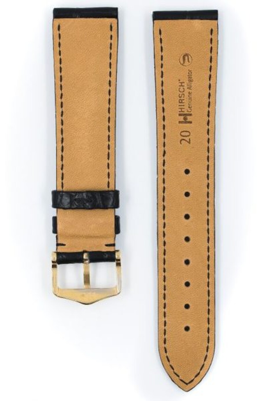 Řemínek Hirsch Genuine 1 alligator - černý, mat - L - řemínek 19 mm (spona 18 mm) - main (2)