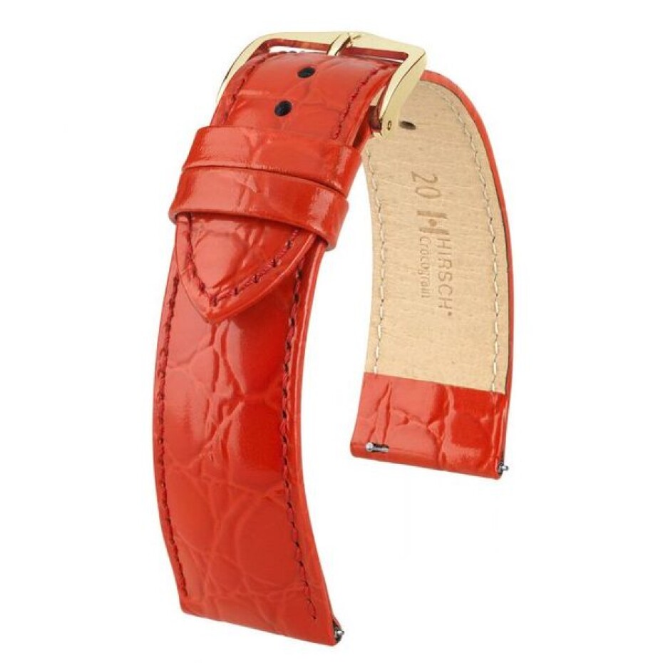 Řemínek Hirsch Crocograin - červený - 20 mm - M – Střední délka - 18 mm - Stříbrná - main (0)