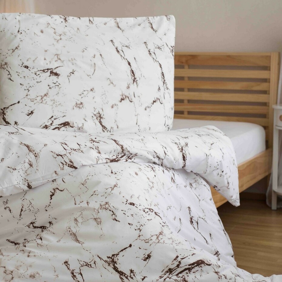Jerry Fabrics Povlečení Mramor hnědá micro, 140 x 200 cm, 70 x 90 cm - main (0)