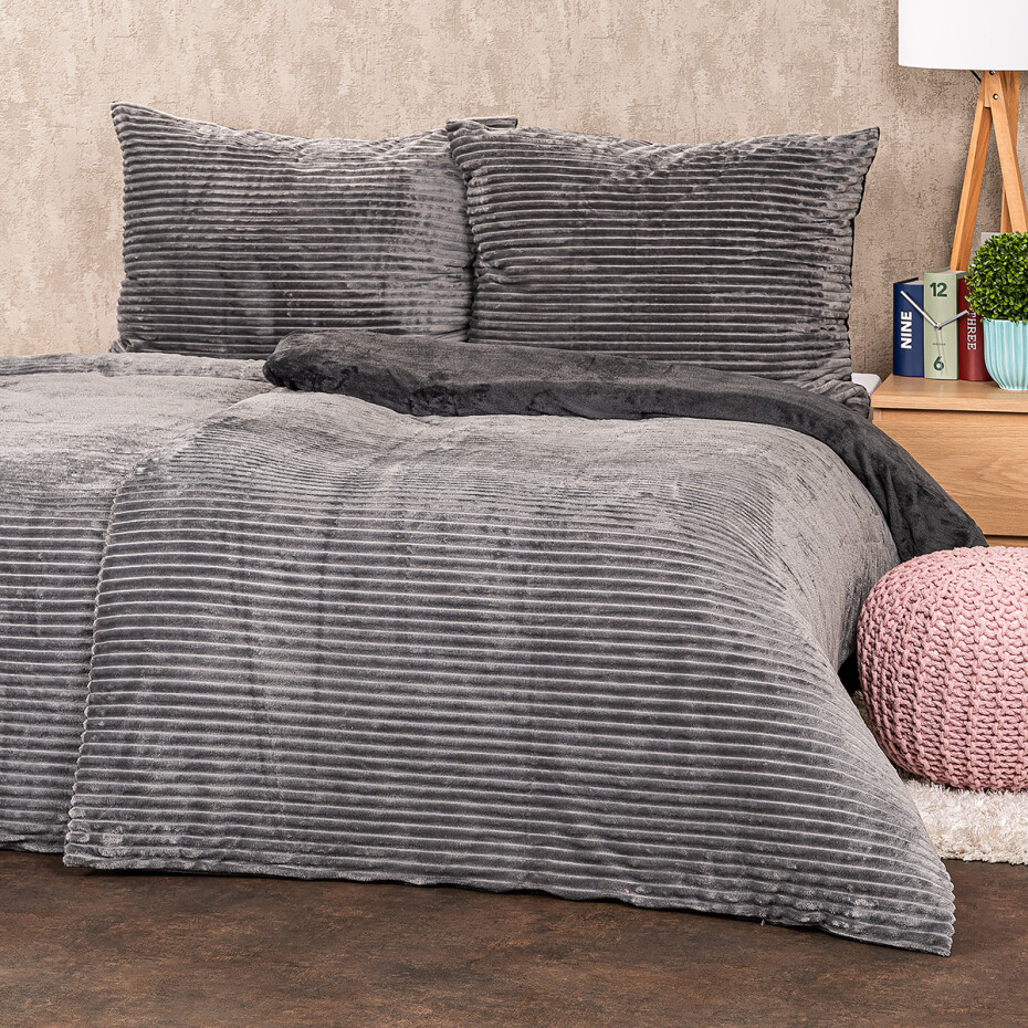 4Home Povlečení mikroflanel Stripe šedá, 140 x 200 cm, 70 x 90 cm - main (5)