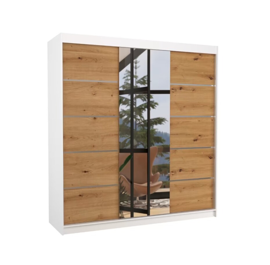 ArtAdrk Šatní skříň BERGEN | bílá/dub artisan 200 cm - main (0)