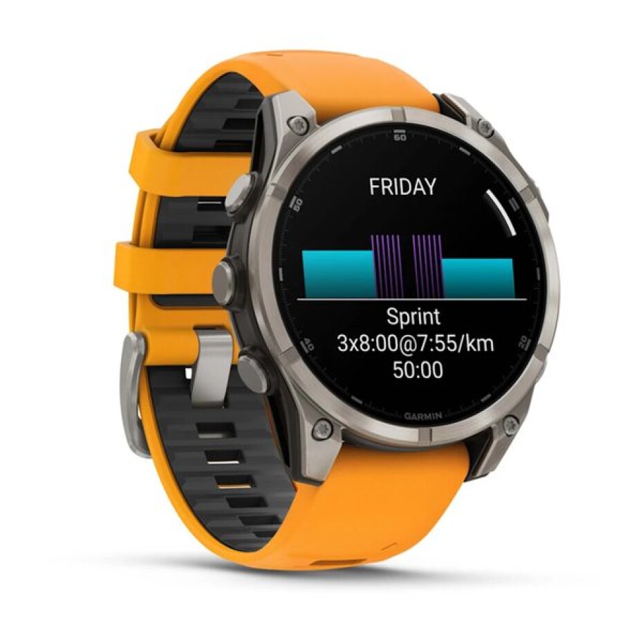 Garmin Fenix® 8 – 47 mm, AMOLED Sapphire, Titanium s Orange/Graphite silikonovým řemínkem 010-02904-11 - main (1)