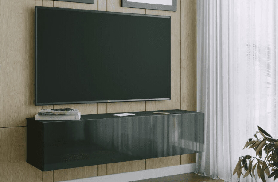 ArtExt Závěsný TV stolek JOY | 150 cm Barva: Černý lesk (drážky) - main (6)