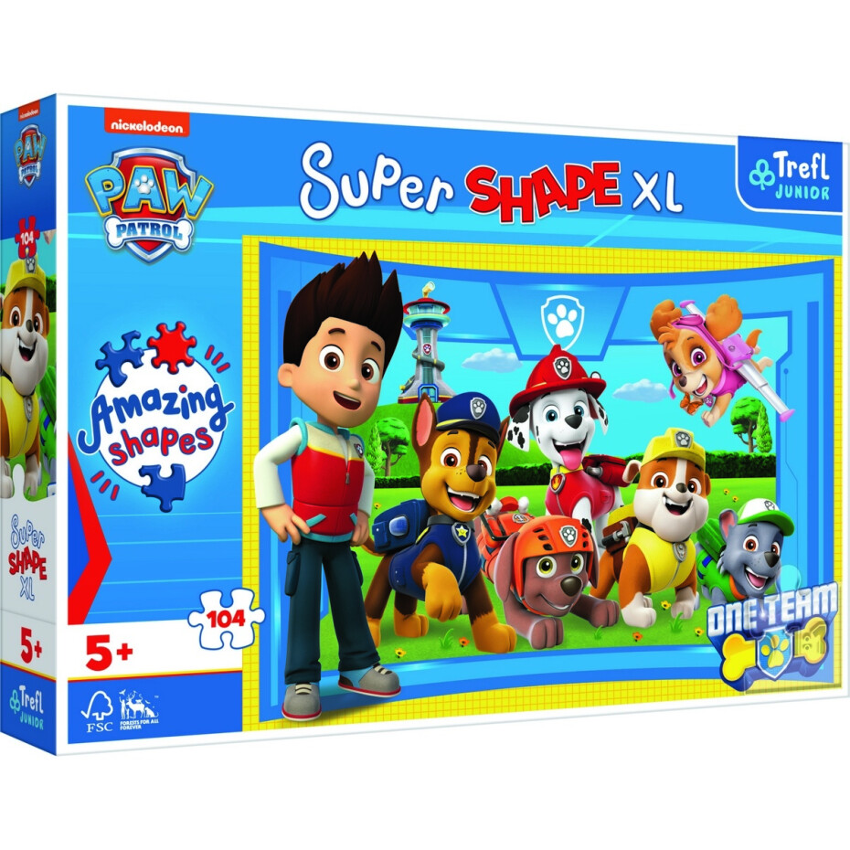 Trefl Puzzle 104 XL Super Shape Přátelé štěňat Tlapková patrola/Paw patrol 60x40cm v krabici 40x27x6cm - main (0)