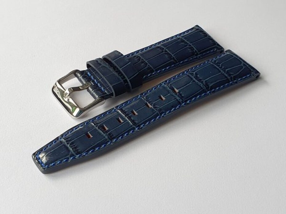 Kožený řemínek Vostok Europe Croco pro GAZ 14 Limousine - 23 mm/modrý/lesklá spona - main (1)