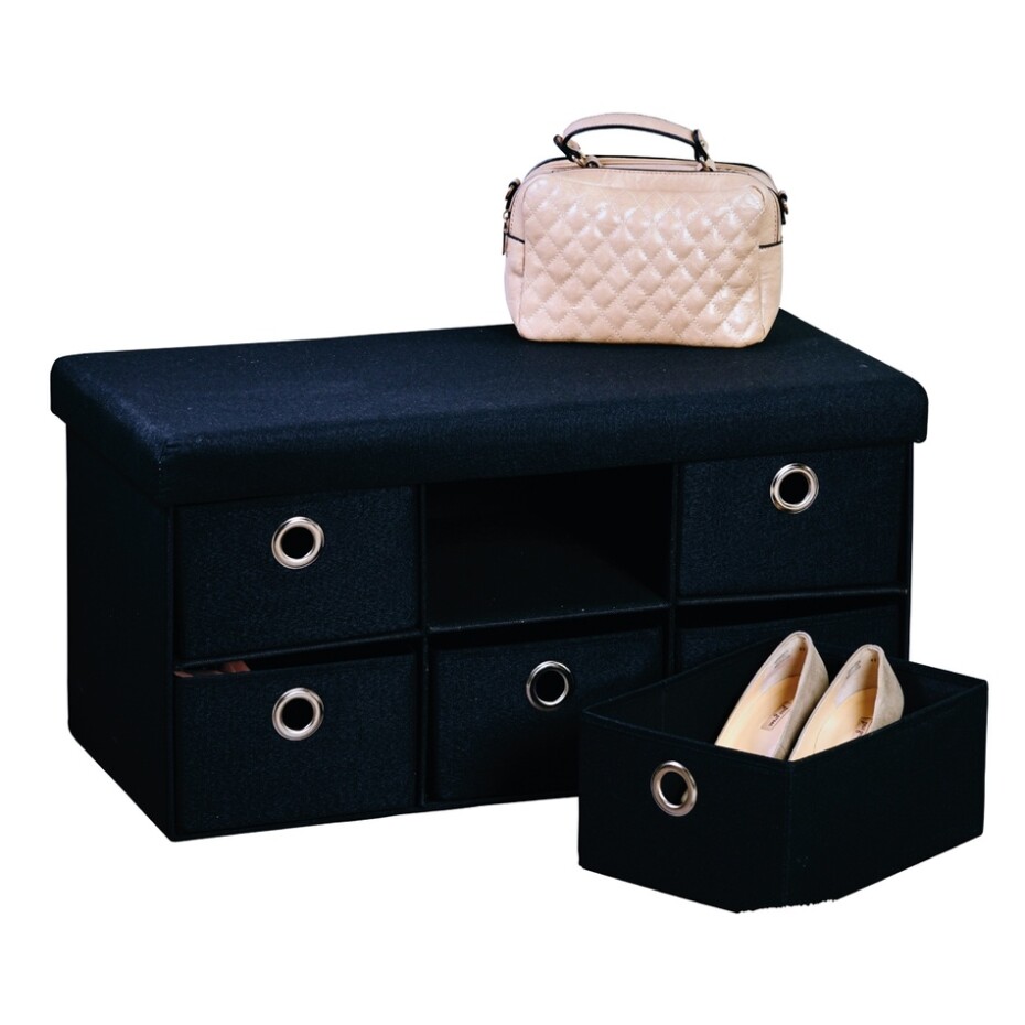 Kesper 15954 Čalouněná komoda 6 přihrádek, černá, 76 x 38 x 38 cm - main (0)