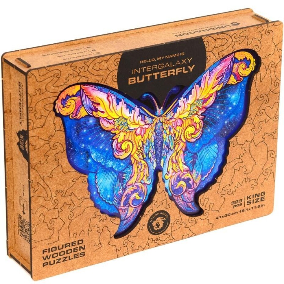 UNIDRAGON dřevěné puzzle - Motýl, velikost KS (31x41cm) - main (0)
