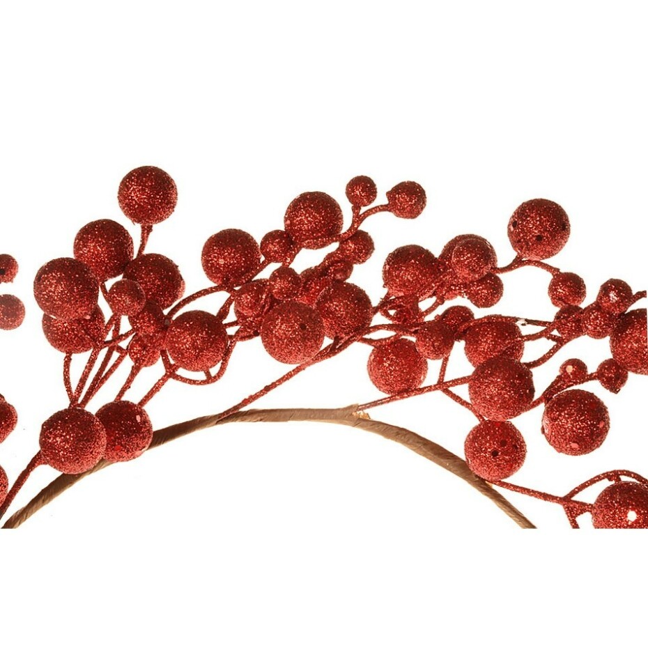 Vánoční věnec s kouličkami Kirsty, 35 cm, červený gliter - main (1)