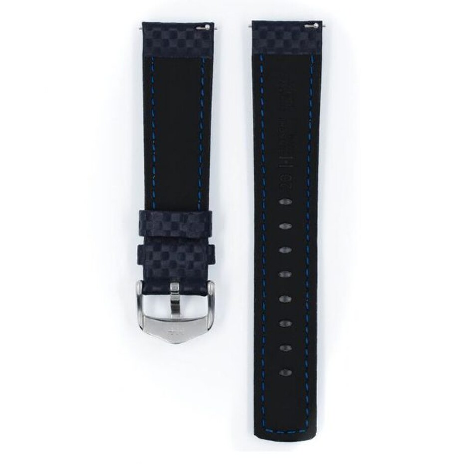 Řemínek Hirsch Carbon - modrý - 22 mm - L – Standardní délka (doporučujeme) - 20 mm - Stříbrná - main (2)