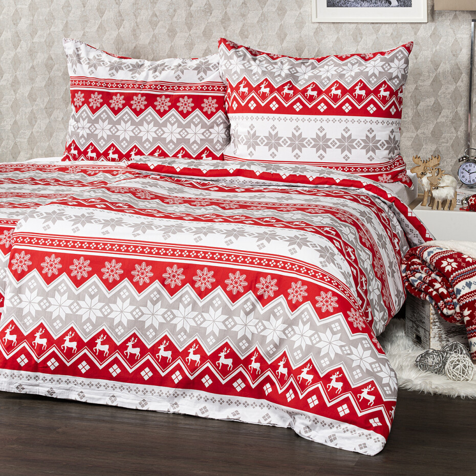 4Home Vánoční flanelové povlečení Red nordic, 140 x 220 cm, 70 x 90 cm - main (0)