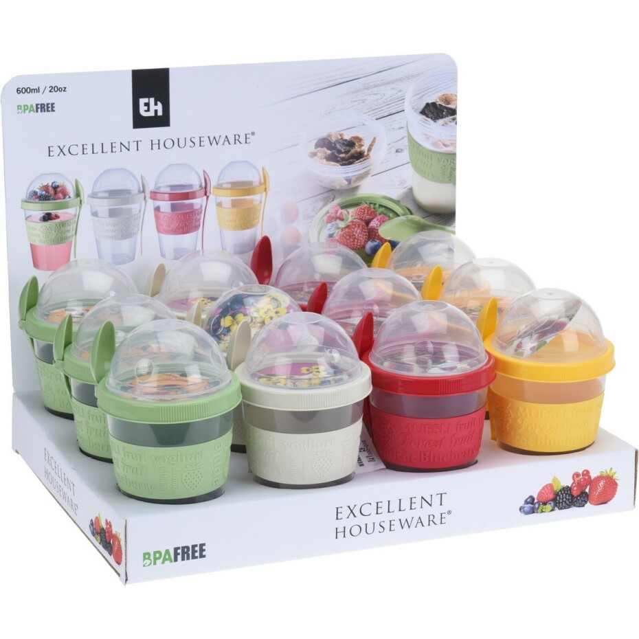 EH Hrnek na jogurt se lžičkou, 600 ml, plast, mix barev - main (5)