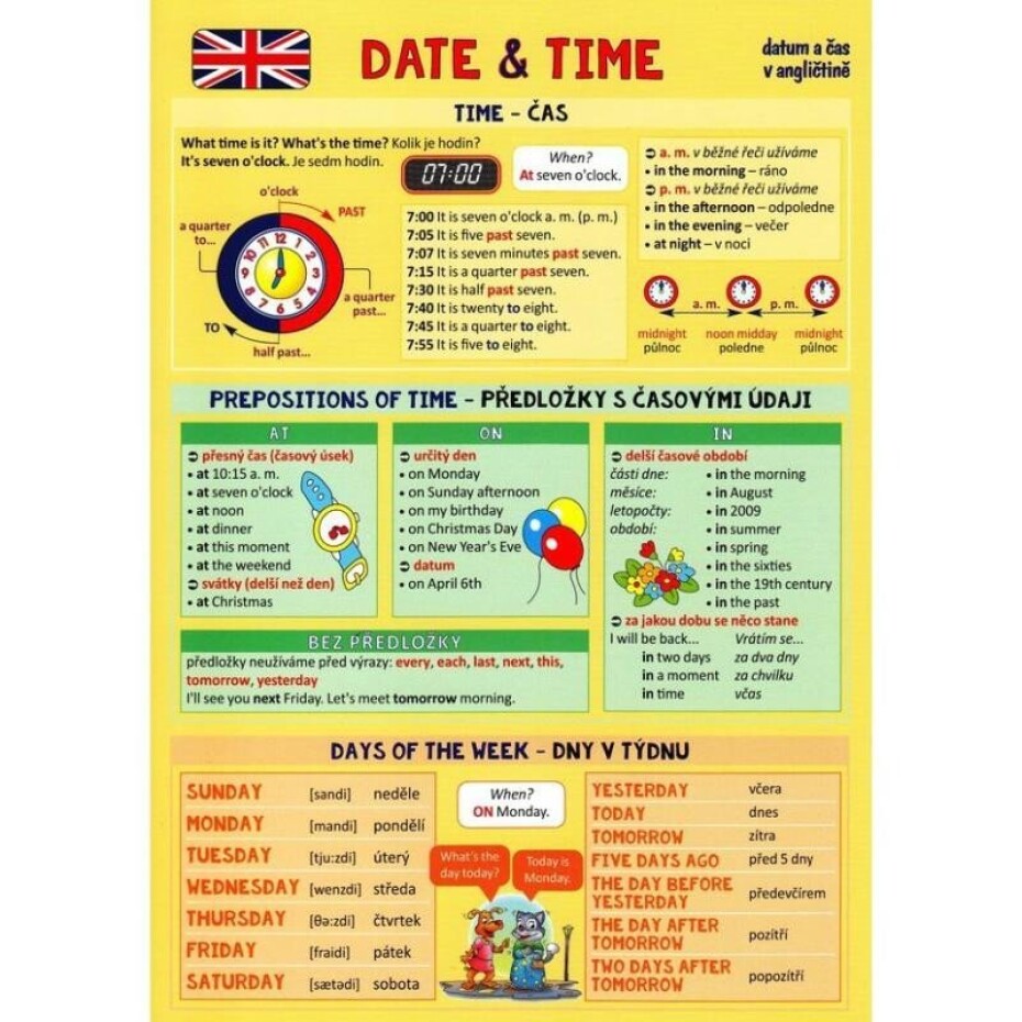 Angličtina Date &amp; Time - Pomůcka pro školáky - main (0)