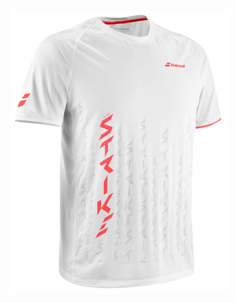 Pánské tričko Babolat  Strike Crew Neck Tee Men White/Strike Red XL - main (1)