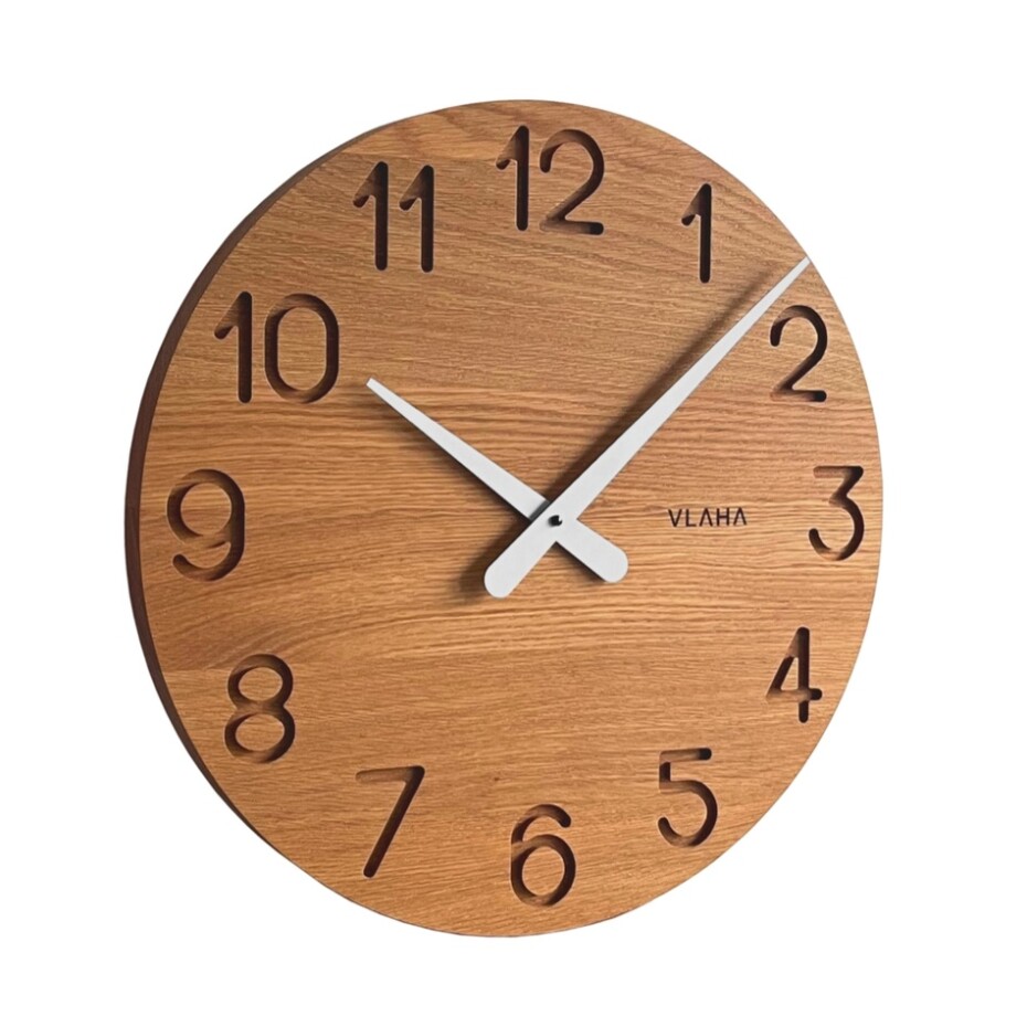 Vlaha VCT1133 dubové hodiny pr. 45 cm, bílá - main (1)