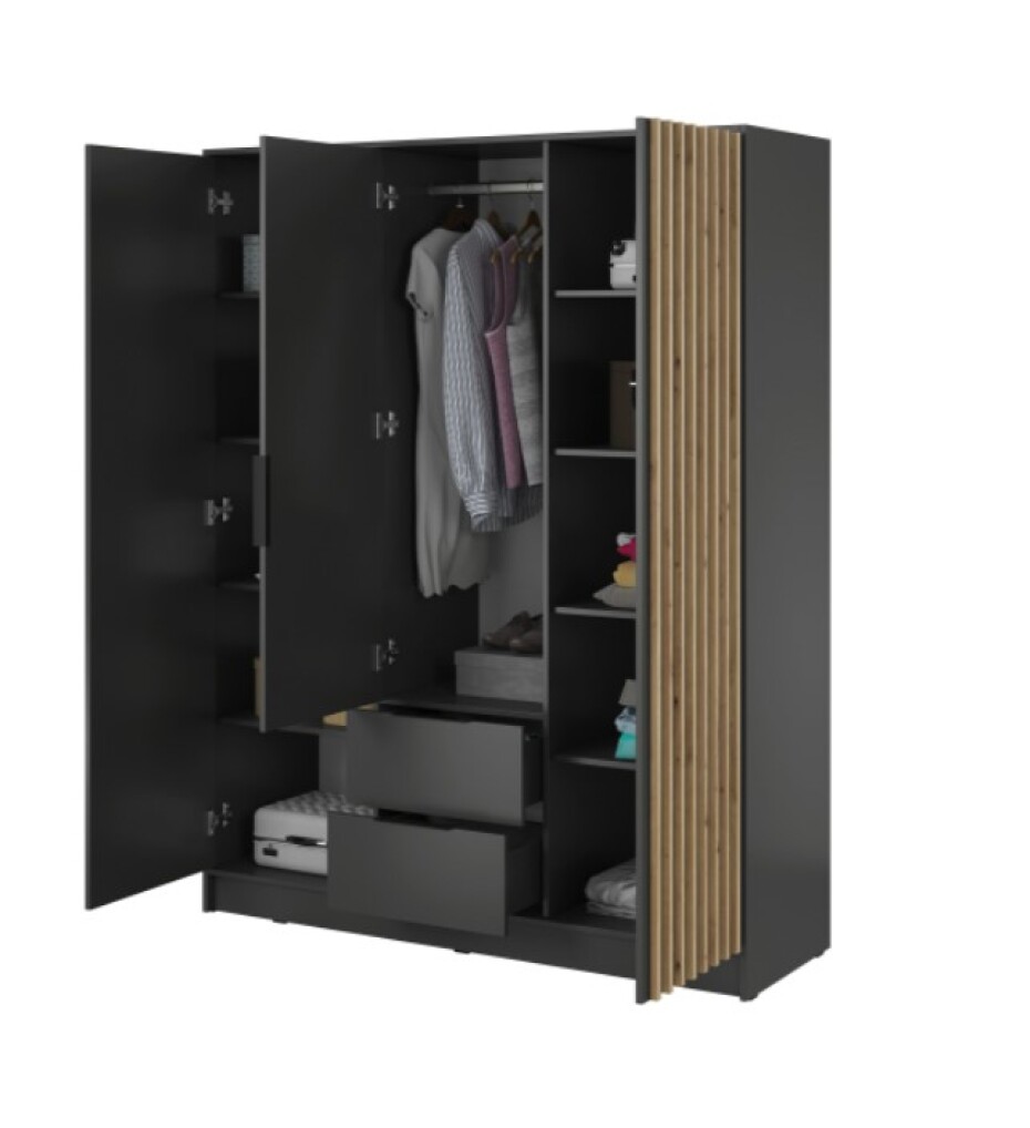 ArtPS Šatní skříň KELLY 3D se zrcadlem | šedá - main (2)