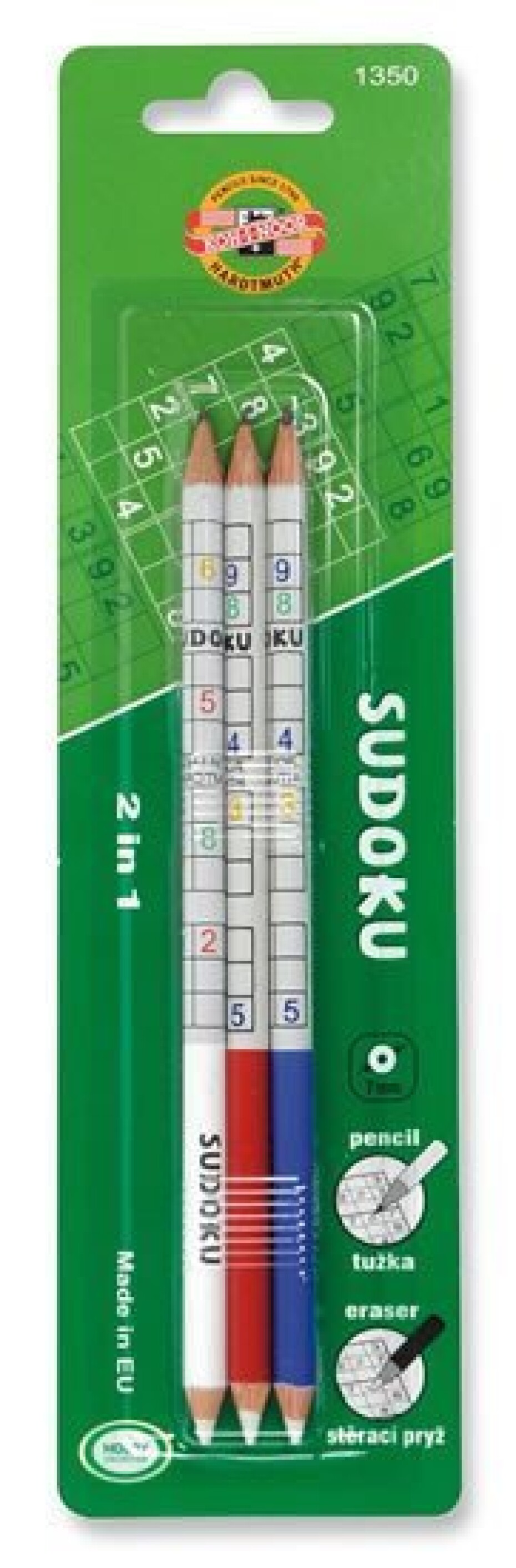 Koh-i-noor tužka grafitová s gumou 3/B 3ks motiv sudoku - main (0)