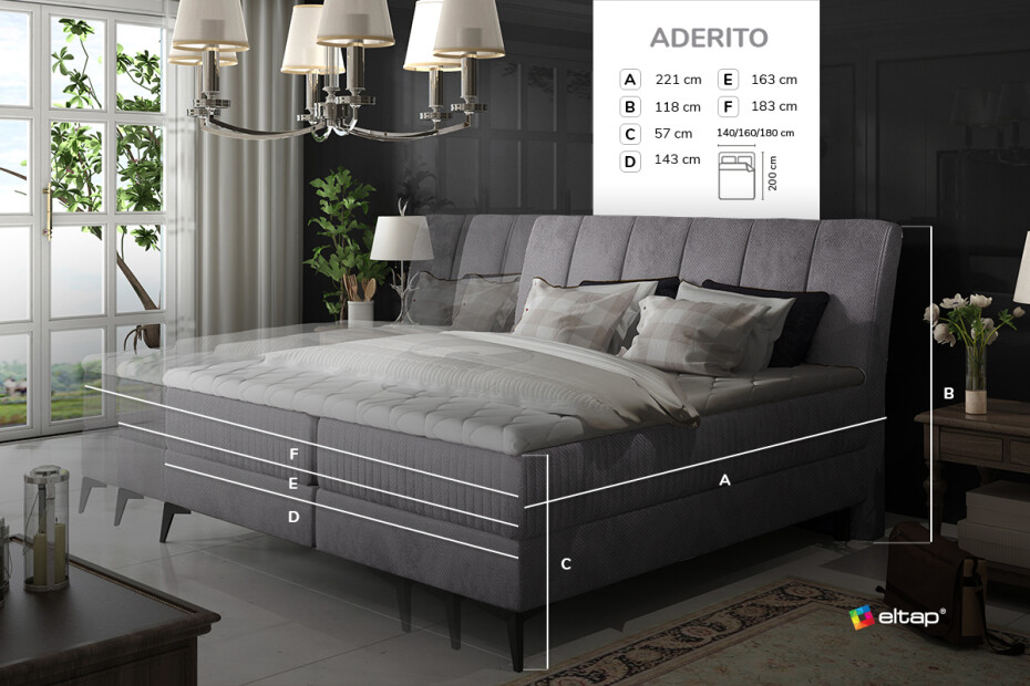 Artelta Manželská postel ADERITO Boxspring | 140 x 200 cm Barva: Kronos 09/Kronos 09 - main (12)