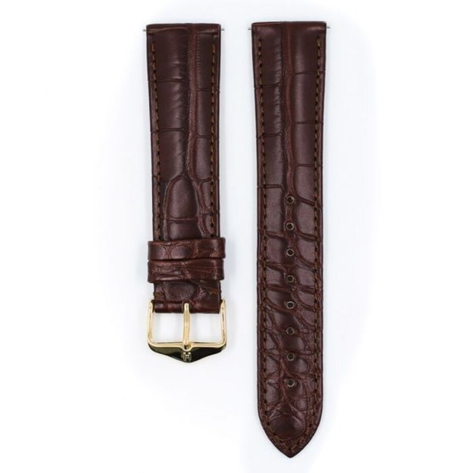 Řemínek Hirsch Genuine 1 alligator - hnědý, mat - M - řemínek 24 mm (spona 22 mm) - main (1)