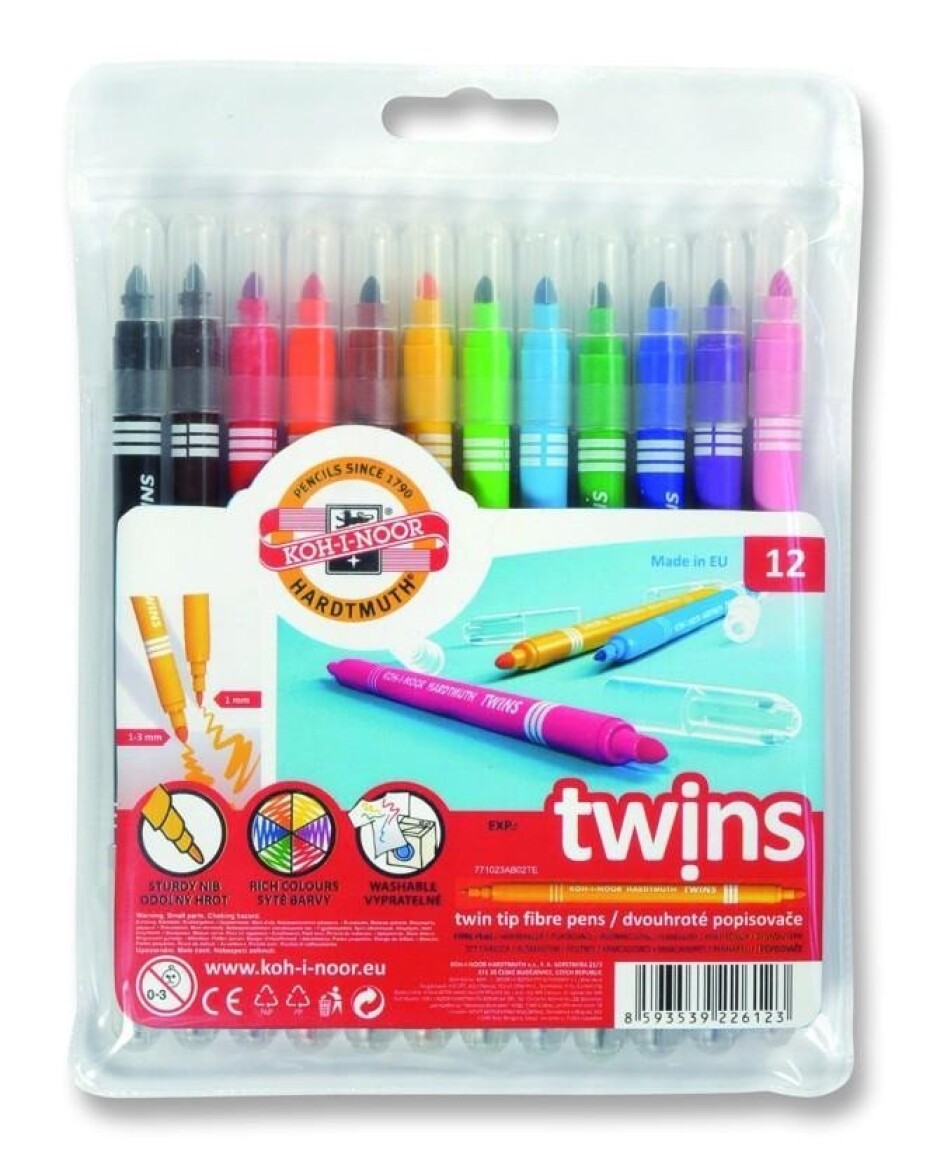 Koh-i-noor souprava popisovačů Twins 12 ks s dvojitým hrotem - main (0)