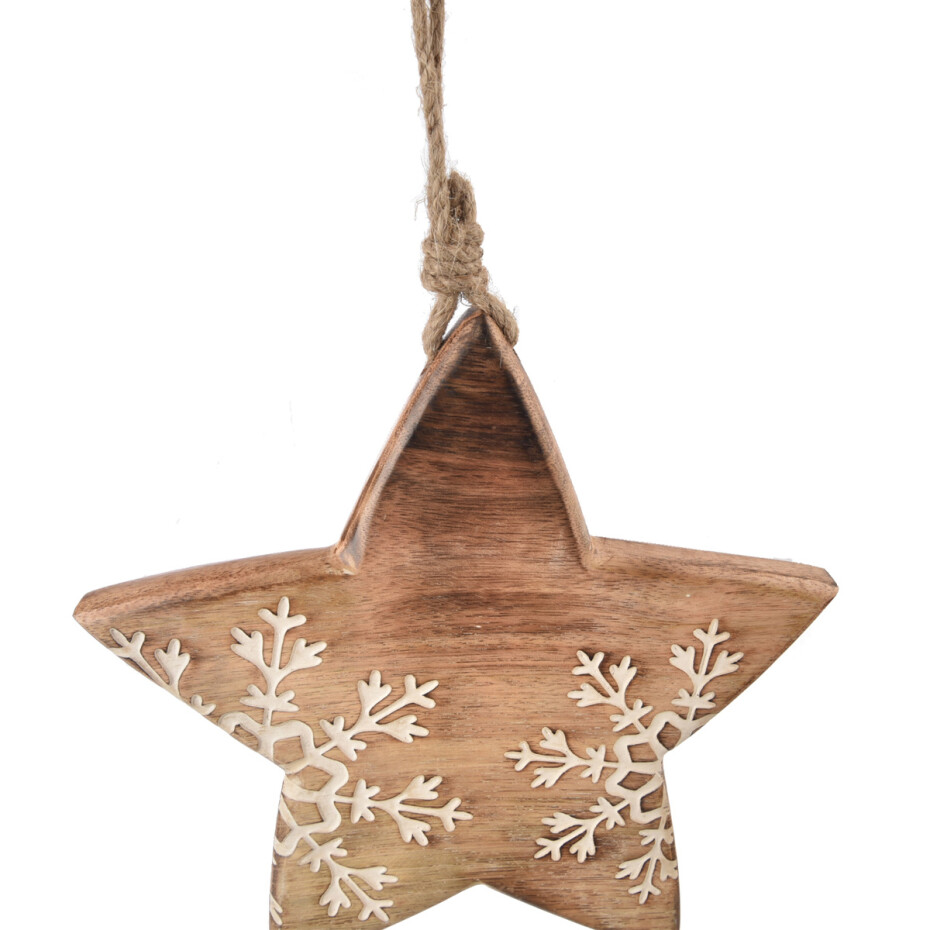 4Home Dekorace z mangového dřeva Snowflake Star, 20 cm - main (2)