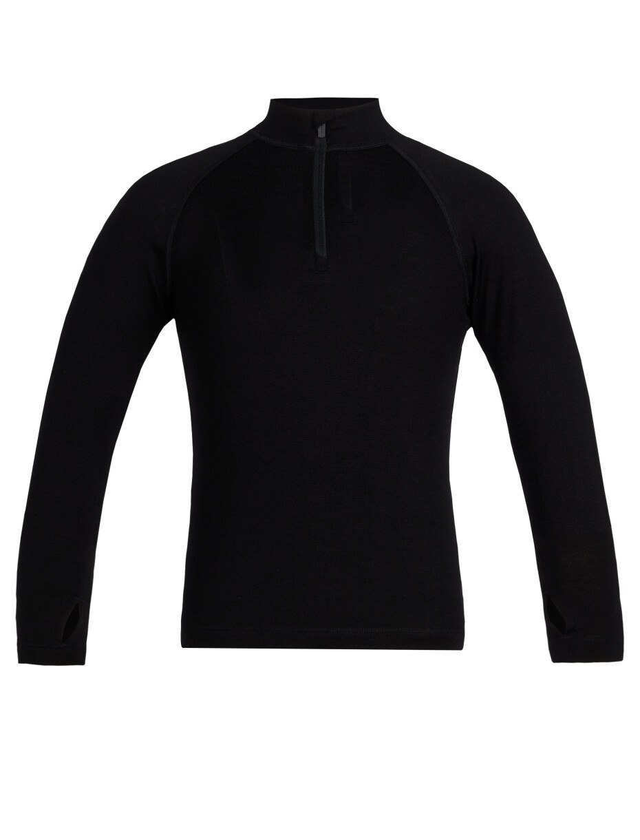 ICEBREAKER Kids 260 Tech LS Half Zip, Black - main (1)