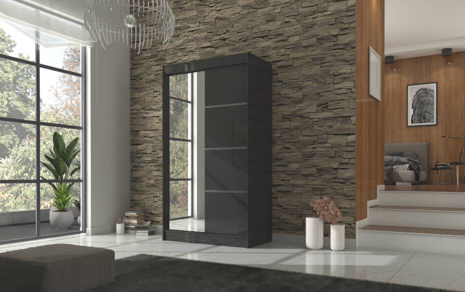 ArtAdrk Šatní skříň GILTON | 120 cm Barva: Černá - main (0)