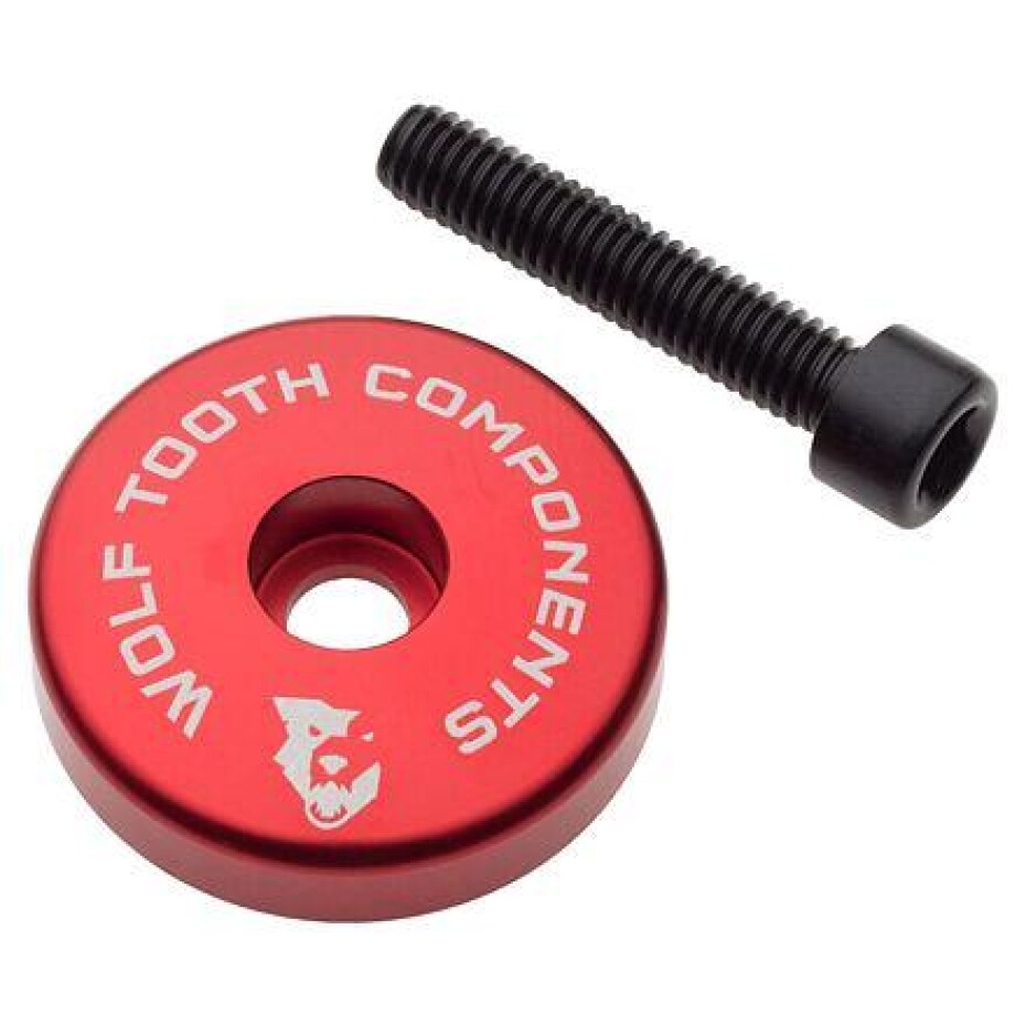 Wolf Tooth Krytka Ultralight Stem Cap Červená + 5mm Spacer - main (0)