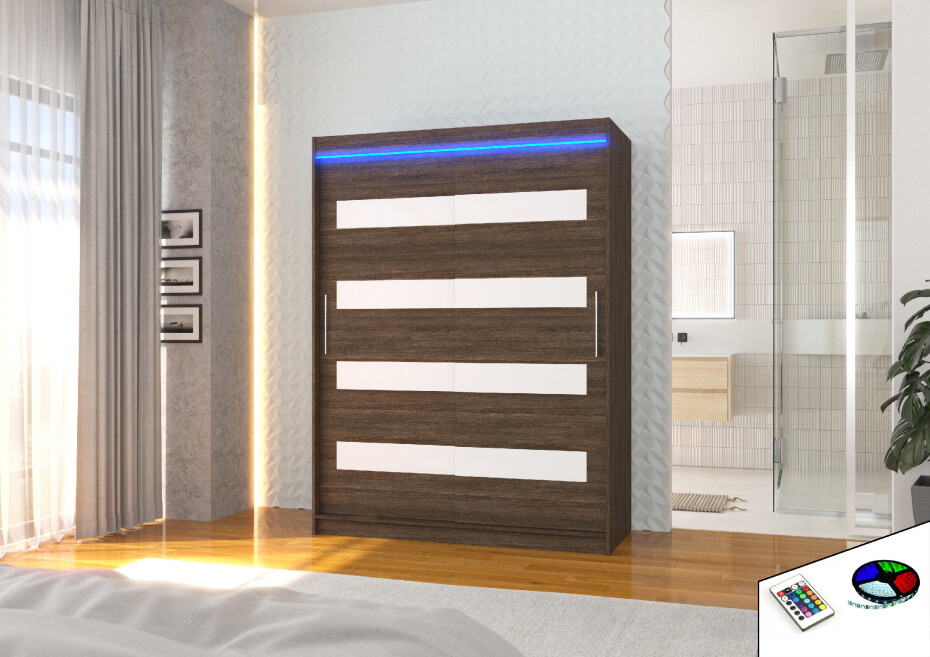 ArtAdrk Šatní skříň MARTINEZ | 150 cm Barva: sonoma / bílá lacobel - main (10)