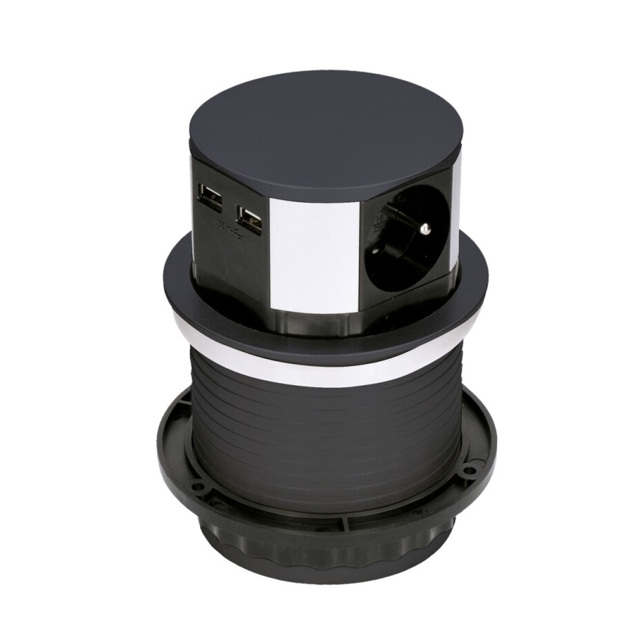 Solight Výsuvný prodlužovací blok se 3 zásuvkami a 2x USB, černá - main (0)
