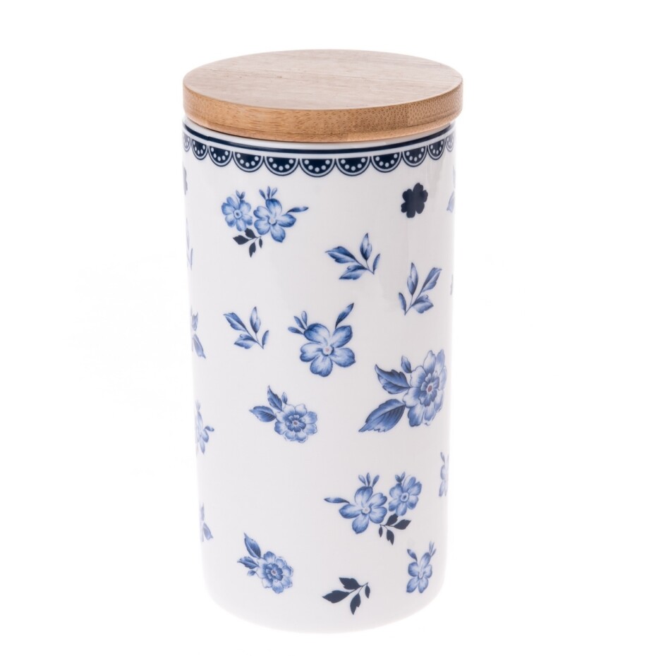 Porcelánová dóza s bambusovým víkem Floral, 500 ml - main (0)