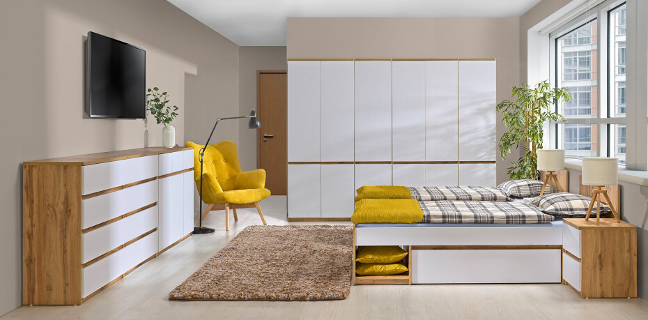 Dolmar Postel ARCHA AR9 | 90 x 195 cm Barva: dub wotan / bílá - main (6)