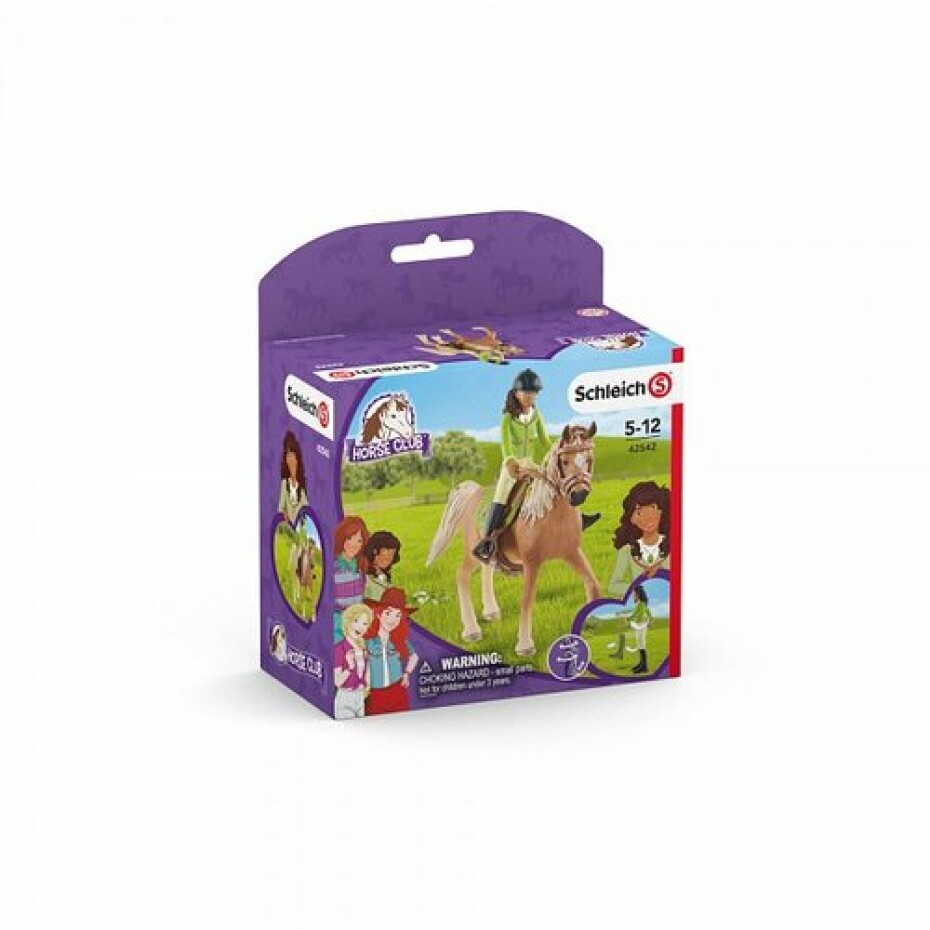 Schleich 42542 Černovláska Sarah s pohyblivými klouby na koni Mystery - main (3)