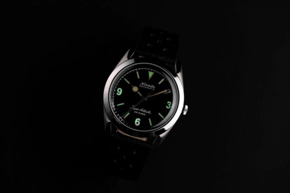 Nivada Grenchen Super Antarctic 3.6.9 Black Vintage - Black Leather White Stitching - main (12)