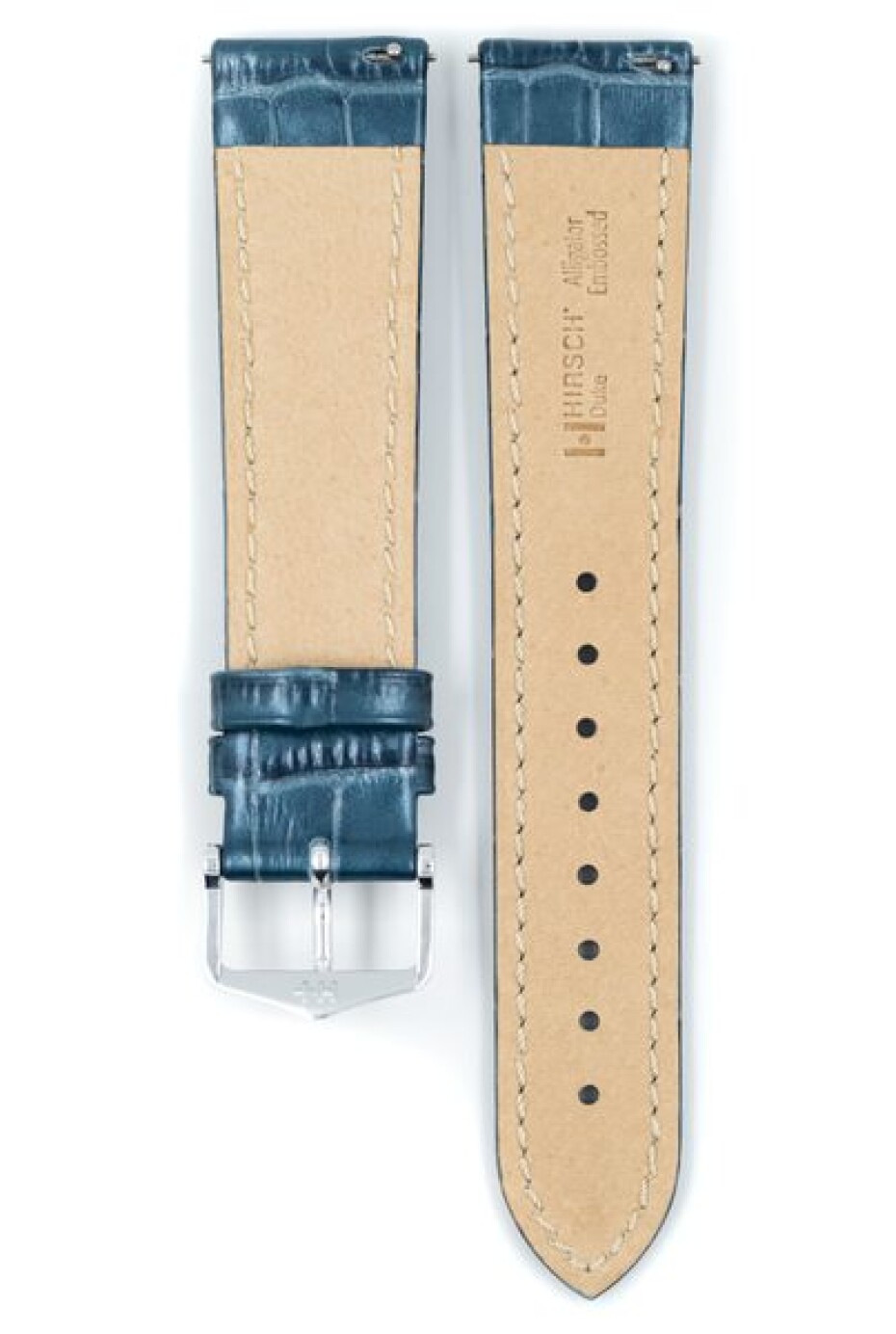 Řemínek Hirsch Duke METALLIC - modrý - 18 mm - M – Střední délka - 16 mm - Stříbrná - main (2)