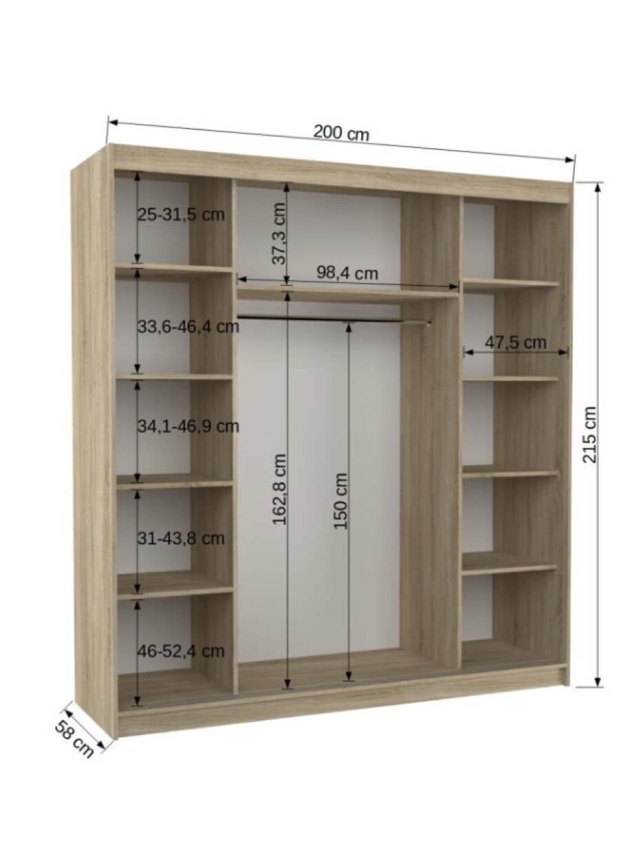 ArtAdrk Šatní skříň BERGEN | dub sonoma/bílá 200 cm - main (3)