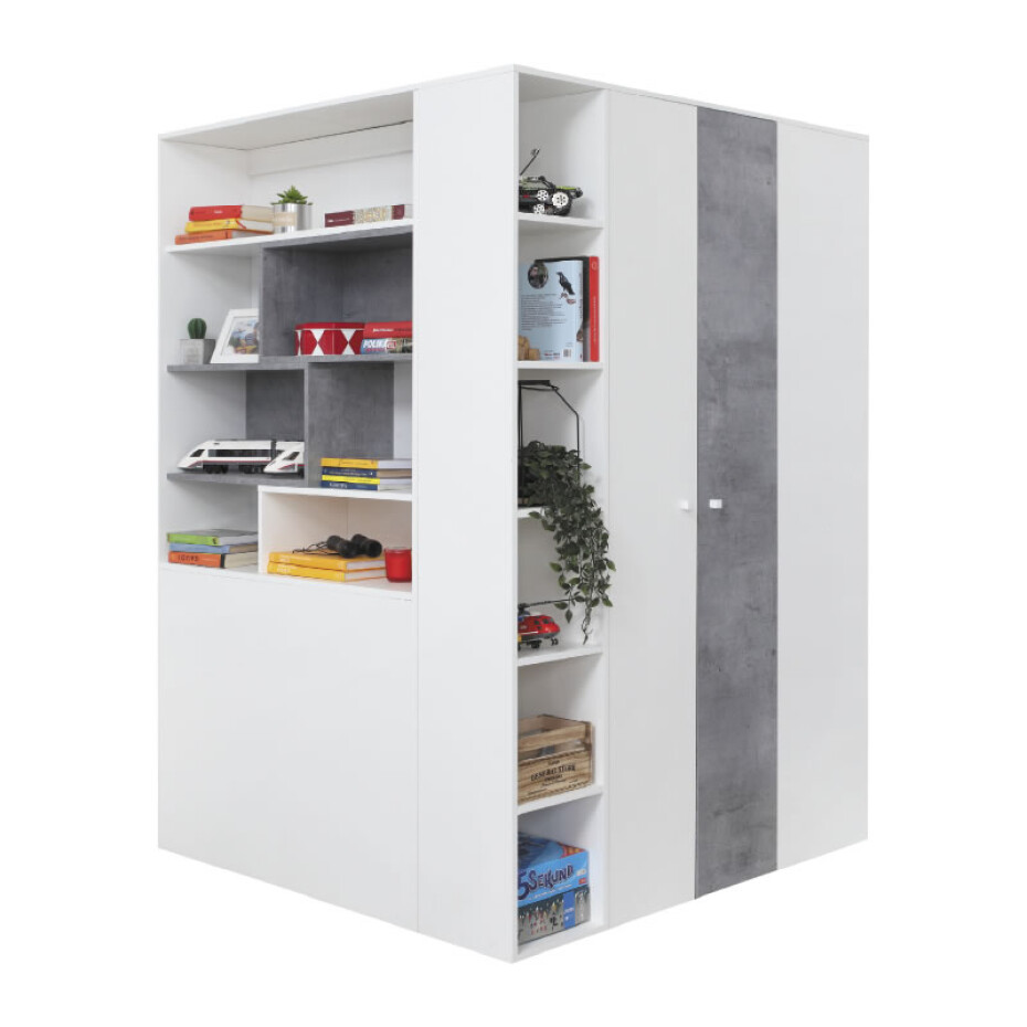 Meblar Šatní skříň SIGMA SI1 L/P Barva: beton/bílá/dub - main (1)