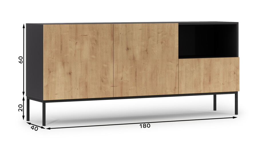 Artelta Komoda LANZZI 180 Barva: Černá - main (6)