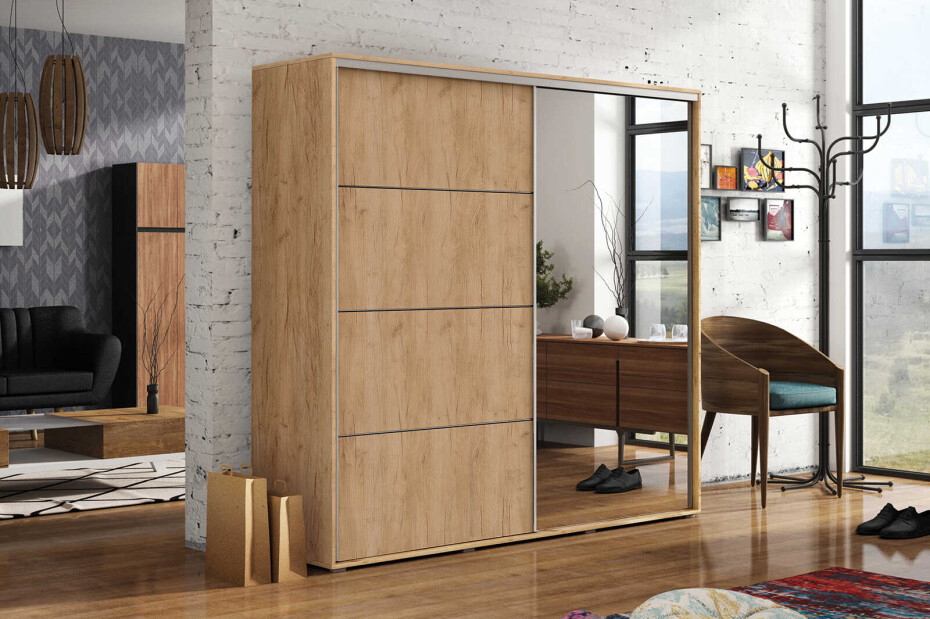 ArtSka Šatní skříň TRANI A12 | 230 cm Barva: Dub craft / bílá - main (3)