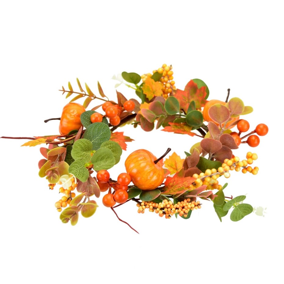 Podzimní věneček s dýněmi a eukalyptem, 25 cm - main (2)